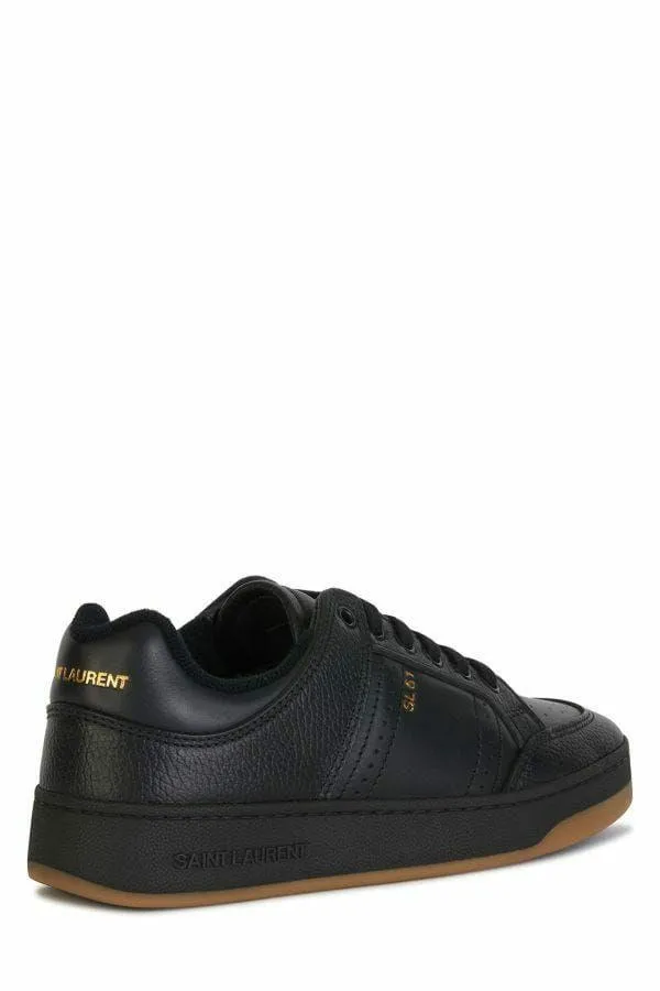 Saint Laurent Black Calf Leather Low Top Sneakers