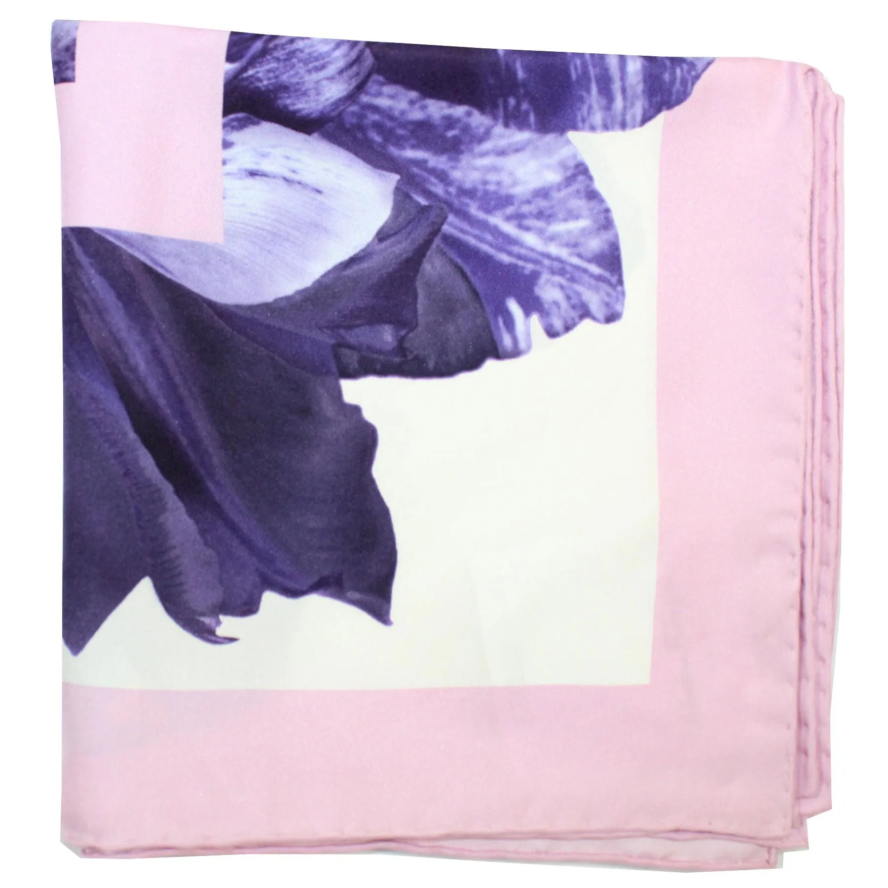 Salvatore Ferragamo Scarf Pink Purple Tulipani Design - Large 36" Square Twill Silk Foulard SALE