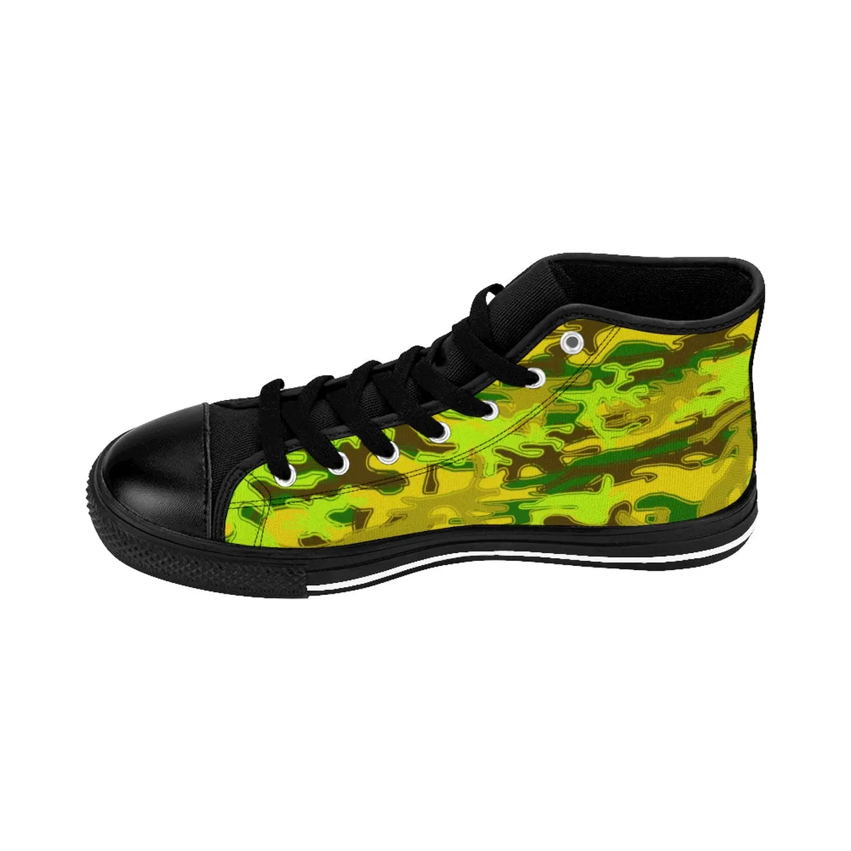 Sand Brown Camo High Tops, Green Camouflage Army Military Print Men's High-top Sneakers Shoes