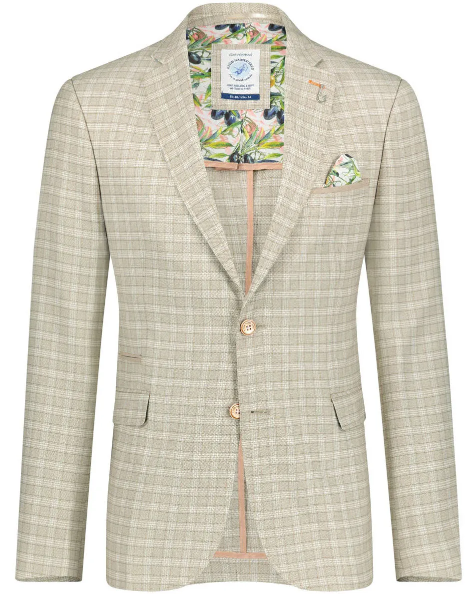 Sand Linen Check Blazer