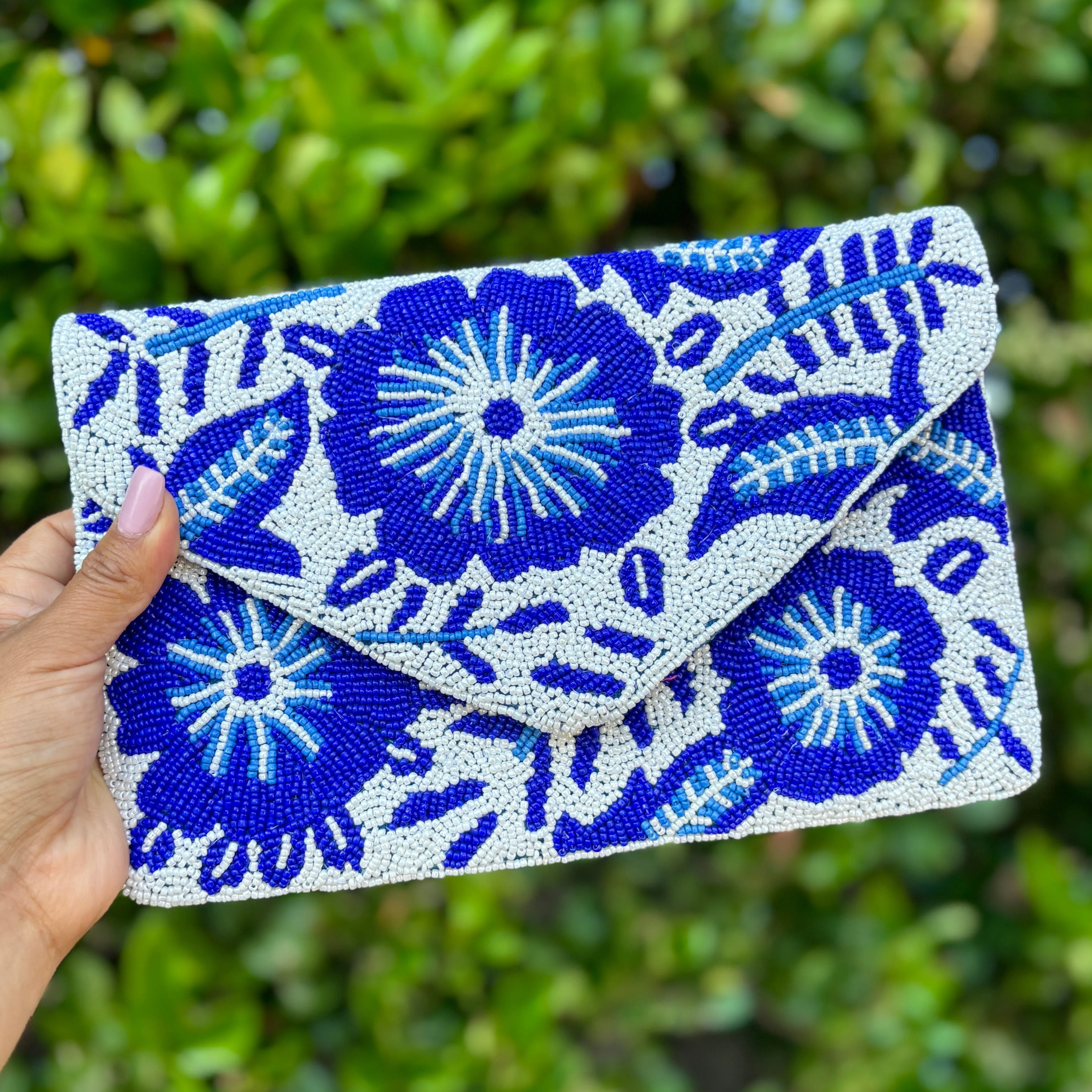 Santorini Beaded Floral Clutch Purse