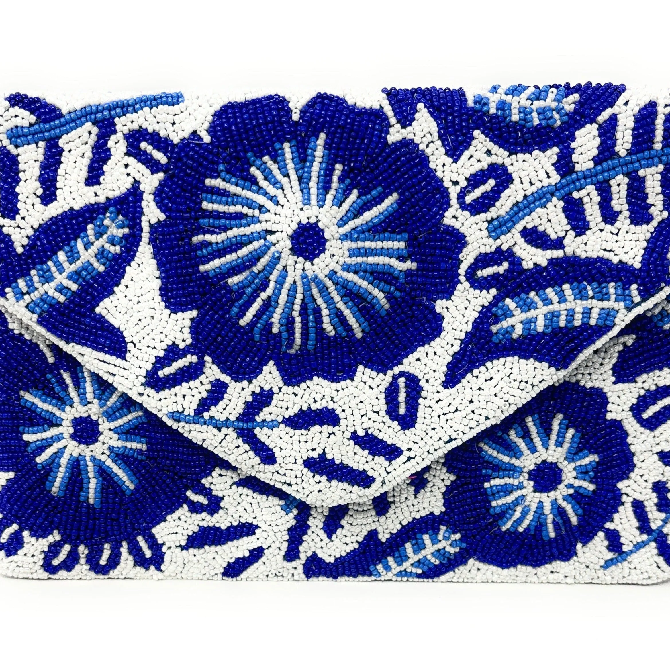 Santorini Beaded Floral Clutch Purse