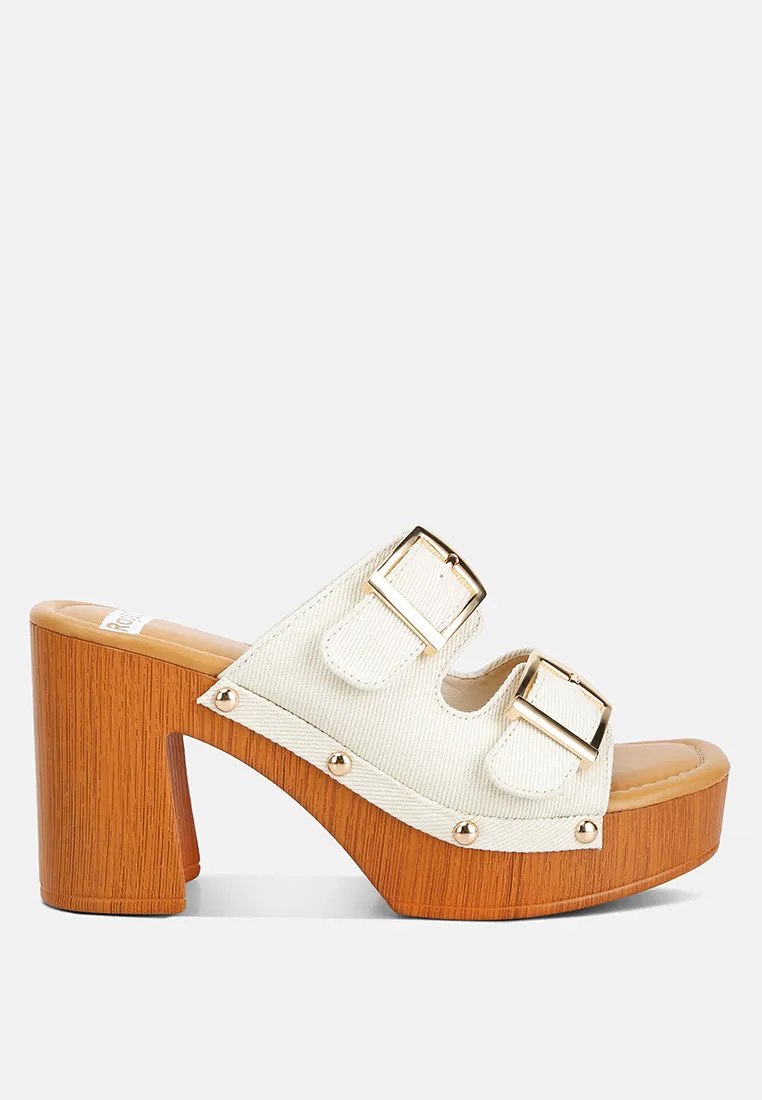 Sarai Buckle Straps High Block Heel Clogs