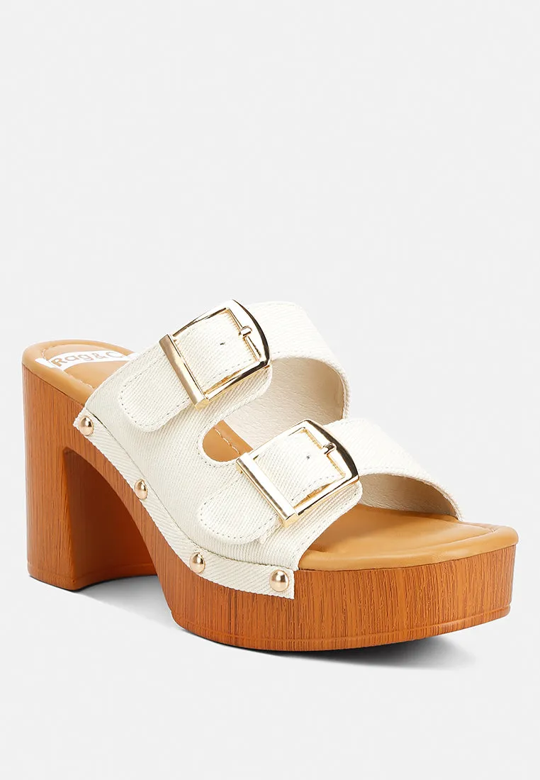 Sarai Buckle Straps High Block Heel Clogs