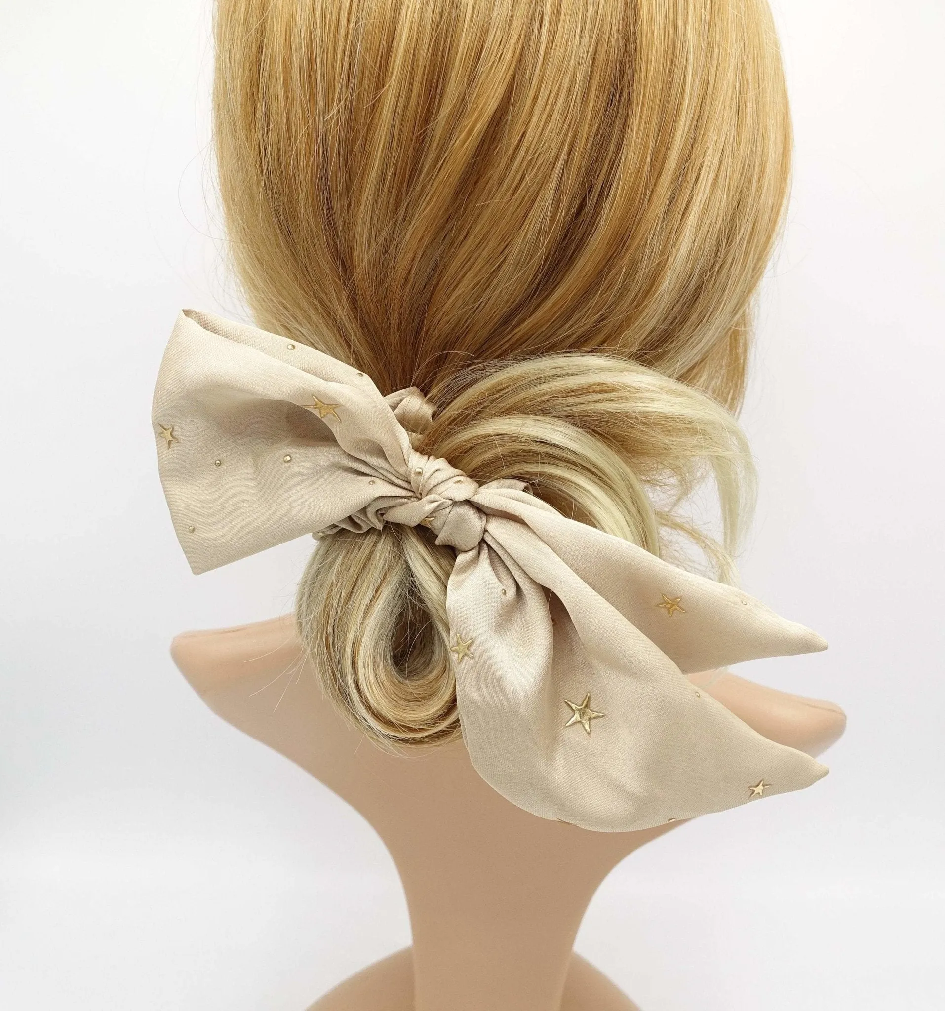 satin bow knot scrunchies star dot embellished hair tie scrunchie women hair accessory