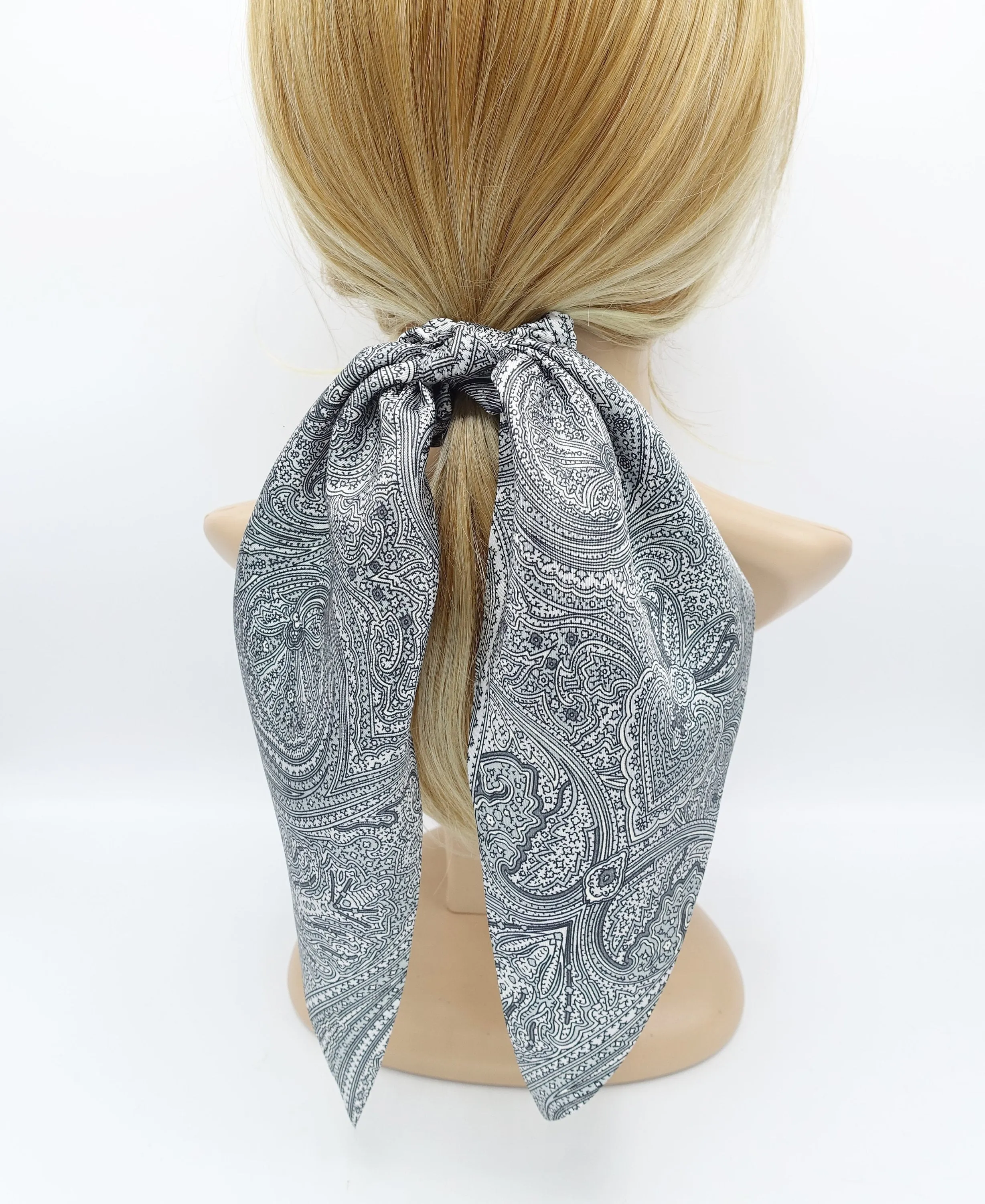 satin paisley print scrunchies wing knot hair elastic glossy scrunchy