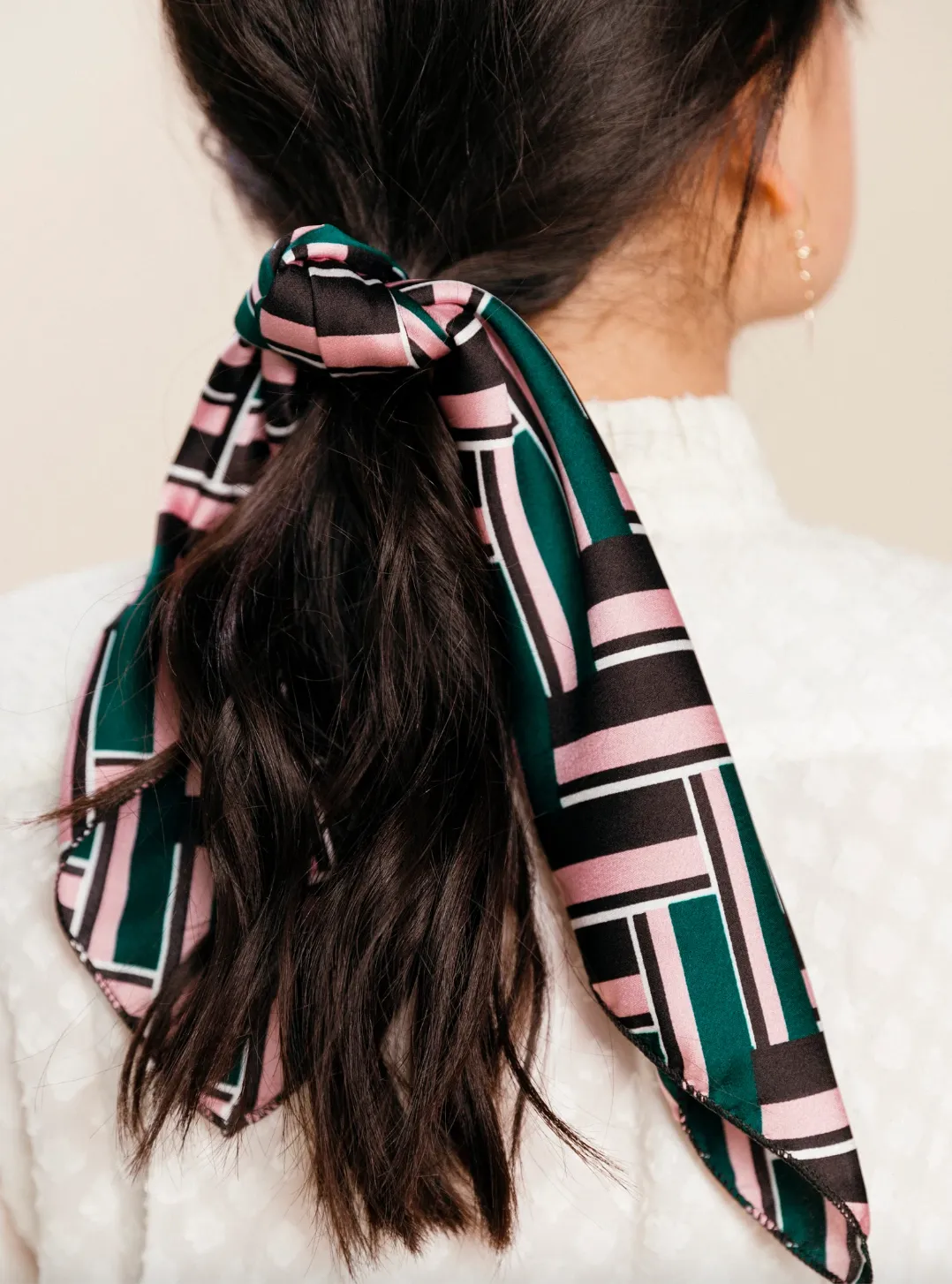 Satin Series Printed Scarves | Multiple Patterns | Hair Scarf | Ponytail Scarf | Hair Tie Included