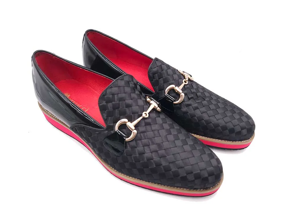 Satin Weave Leather Bit Loafer