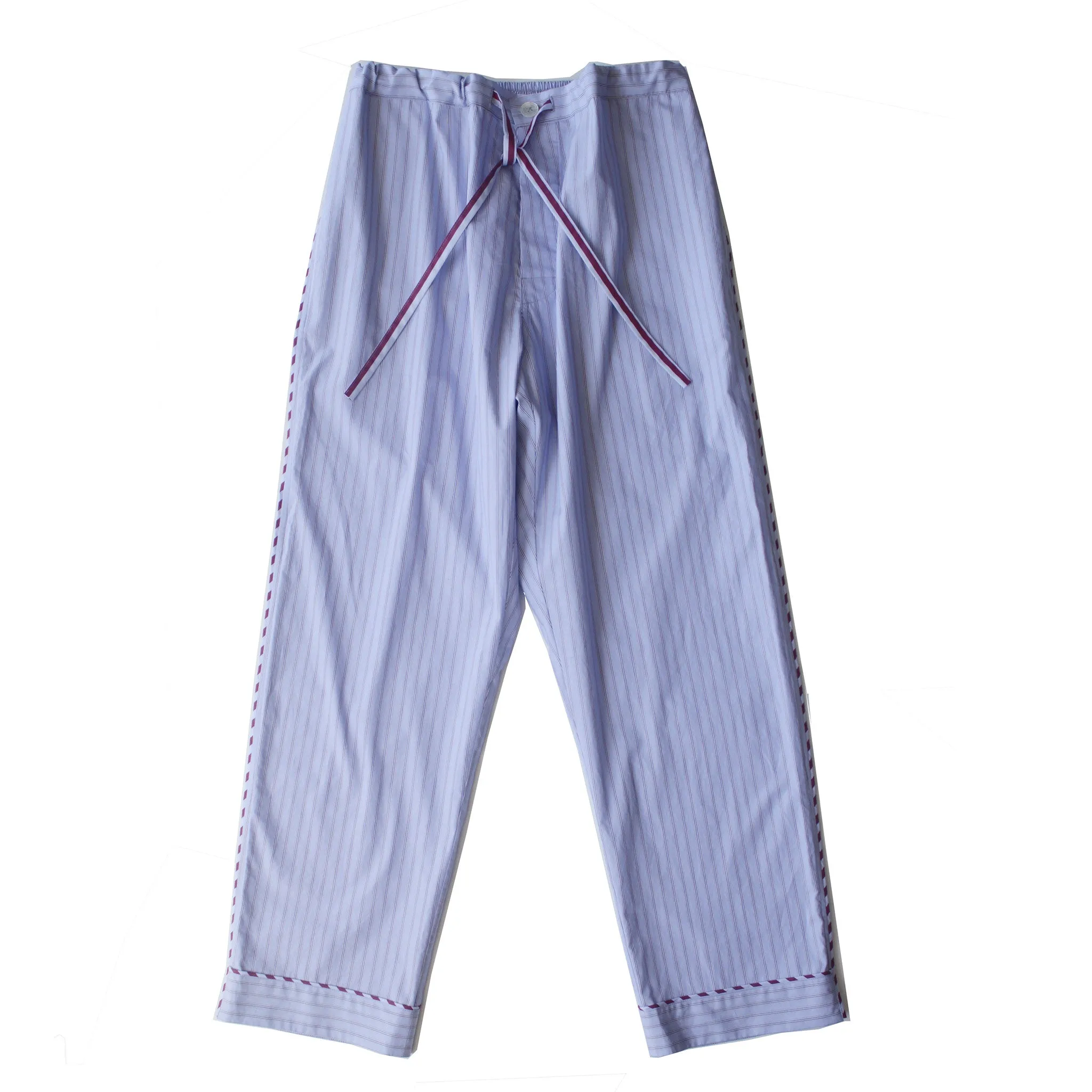 Saturn Pajama Pant in Light Blue Stripe Italian Cotton