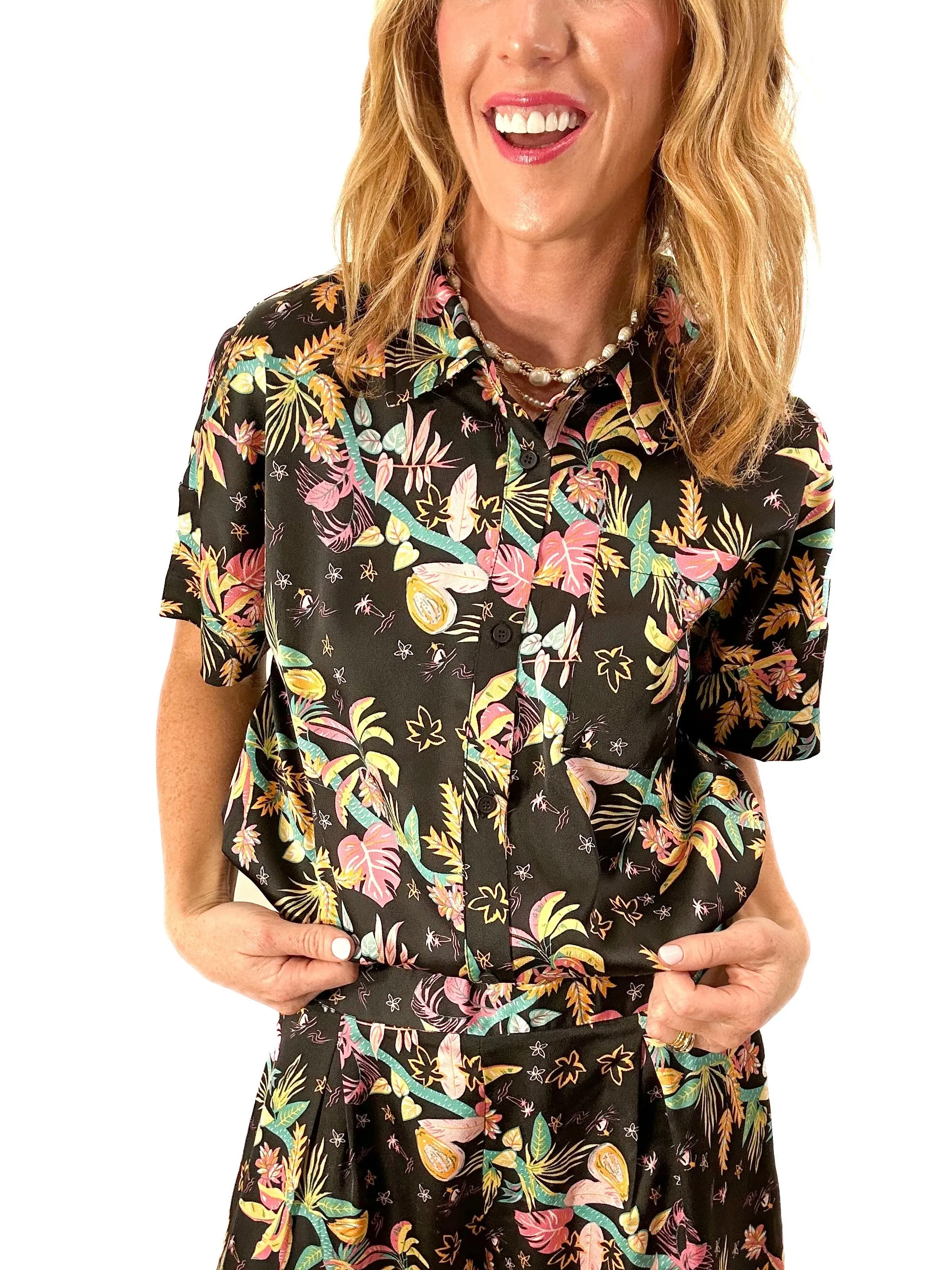 Savanna's Tropic Satin Blouse