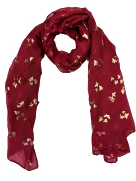 Scarf with Tiny Gold Foil Butterflies