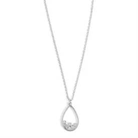 Scattered Stone Teardrop Necklace - Silver