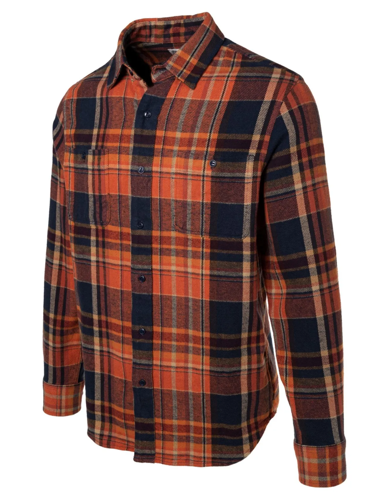 Schott NYC Rust Plaid Cotton Flannel Shirt