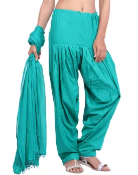 Sea Green Cotton Patiala Salwar And Dupatta Set