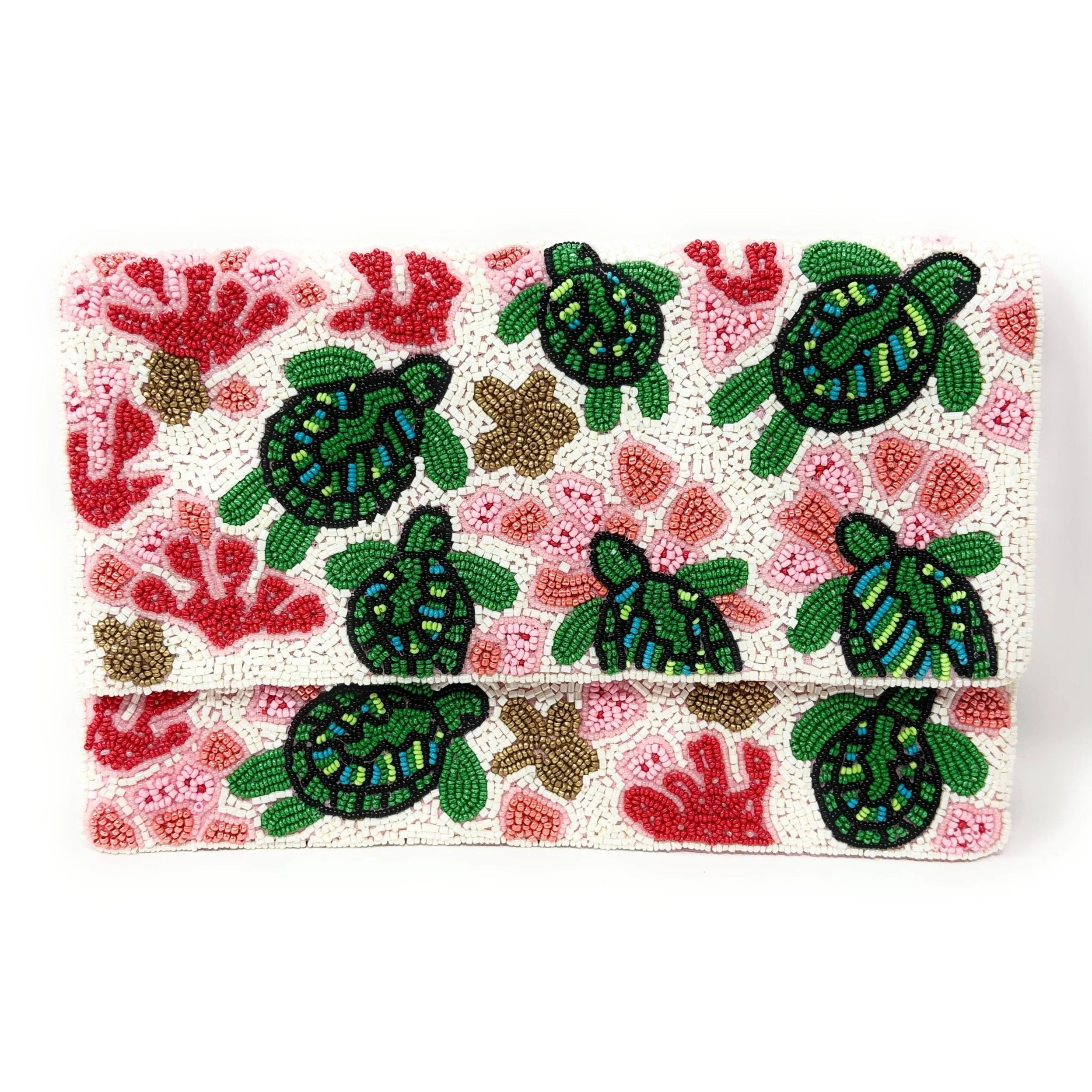 Sea Turtle Beaded Clutch Purse