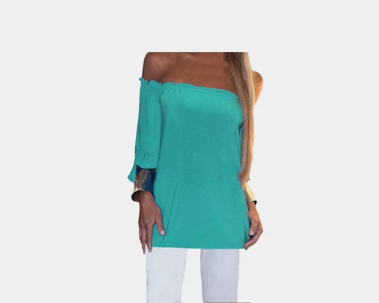 Seafoam Azul Off Shoulder Top - The Ibiza