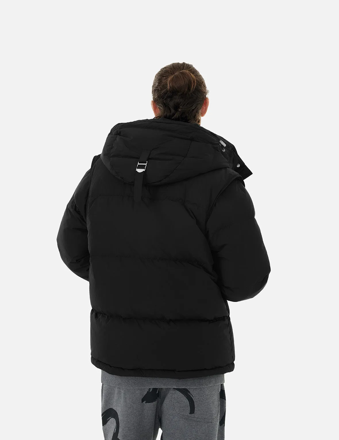 Seagull Embroidery Detachable Relax Fit Down Jacket