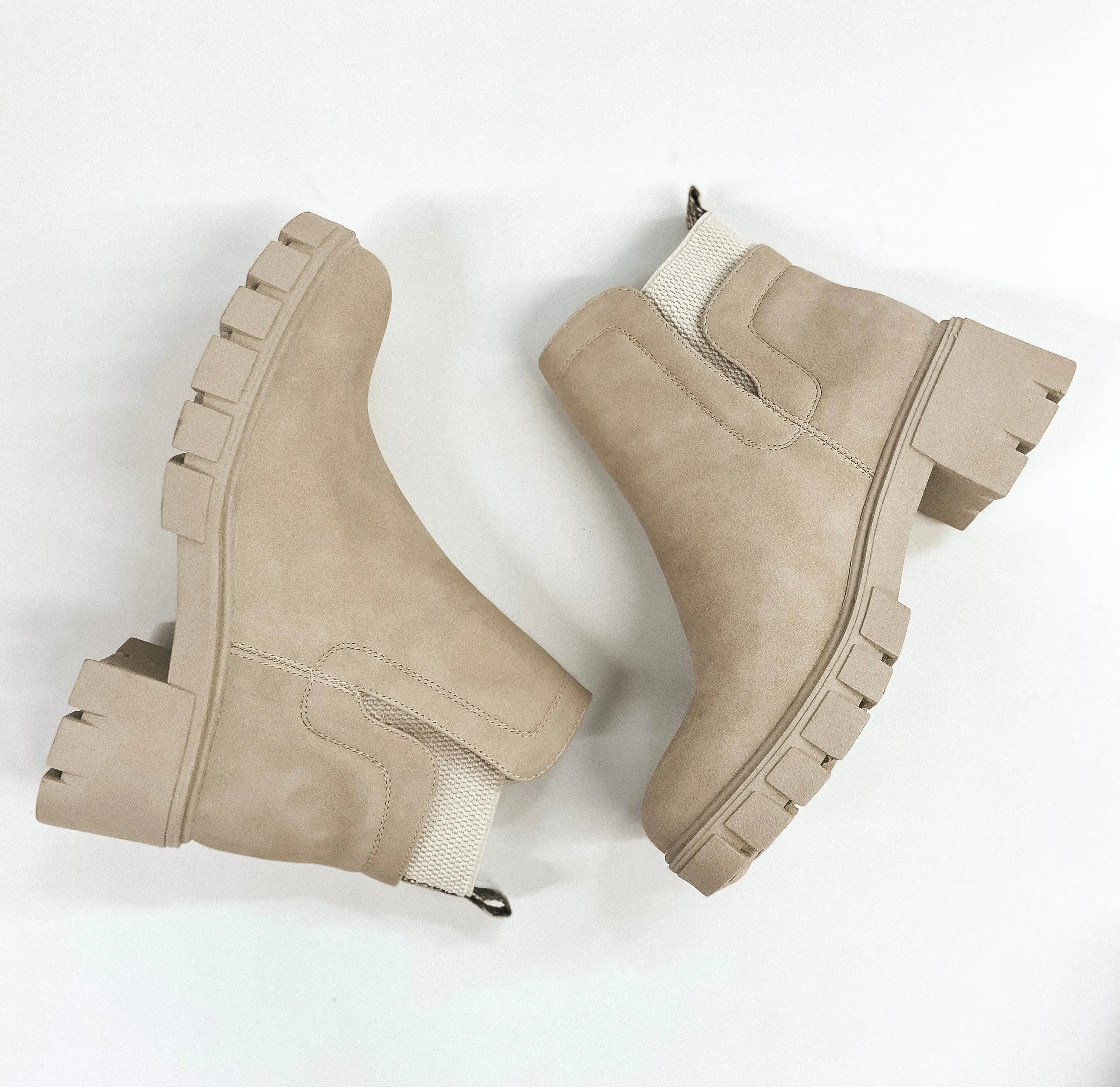 Season Premiere Slip On Chunky Heel Booties in Stone