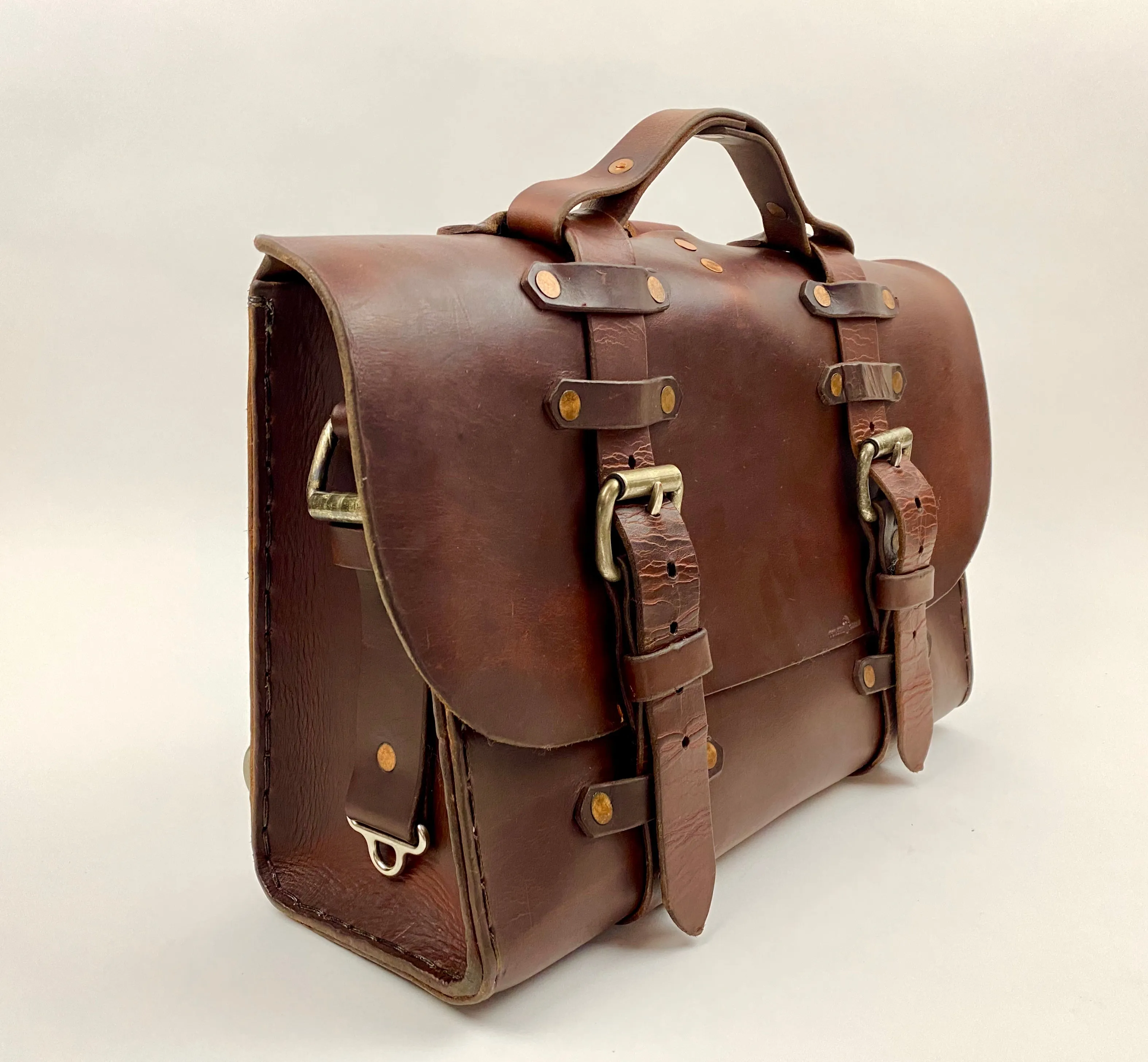 Seasoned No. 4311 - Standard Scotch Grunge Leather Satchel with Rear Insert & Backpack Option