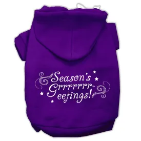 Seasons Greetings Screen Print Pet Hoodies Purple Size L (14)