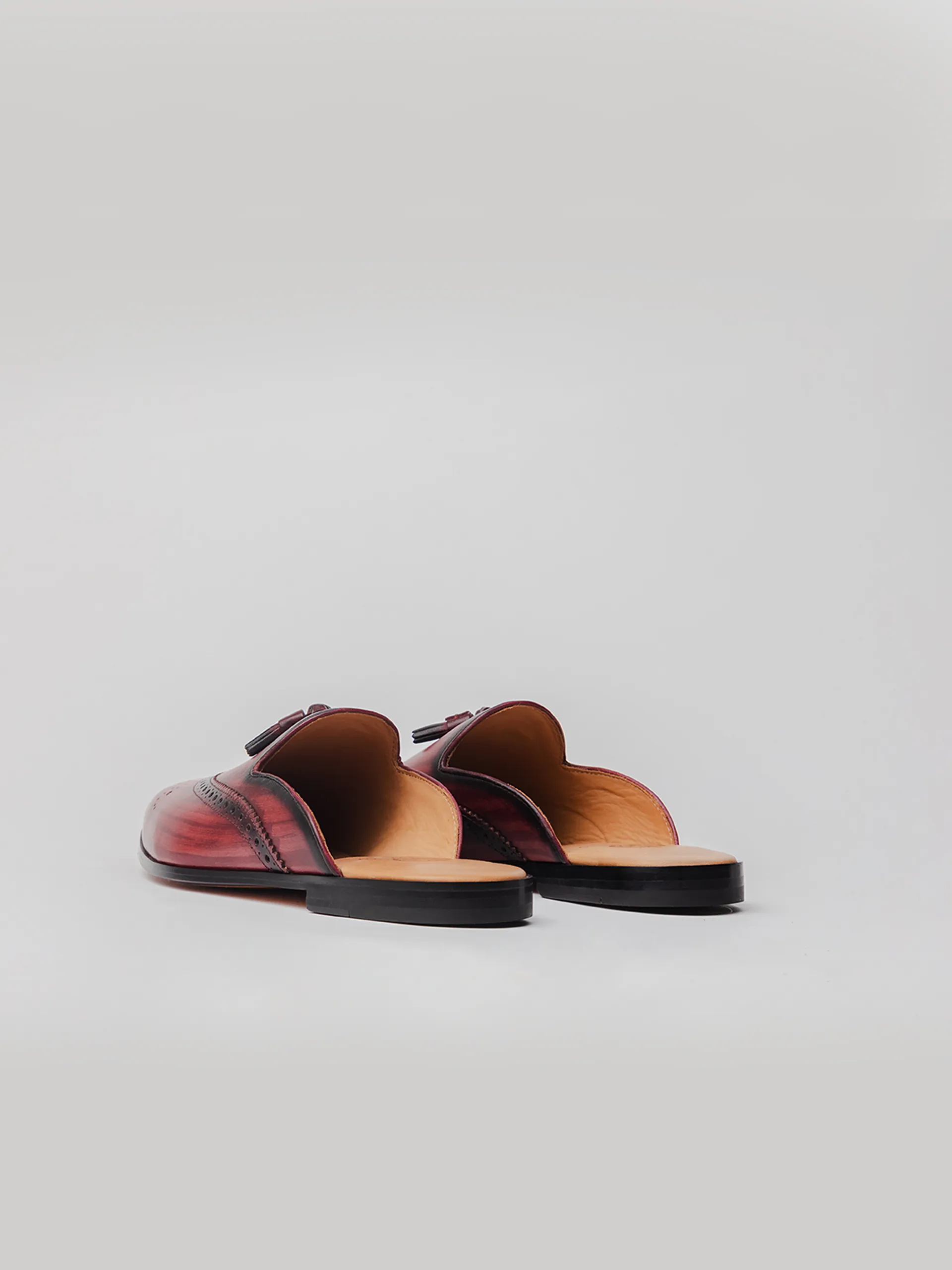 Seira Tassel Mules - Oxblood Patina