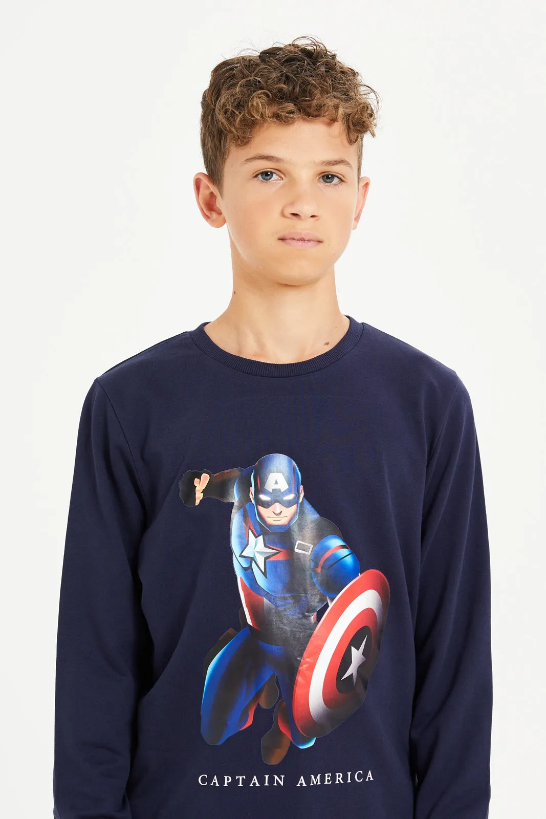 Senior Boys Navy Captain America Sweatshirt