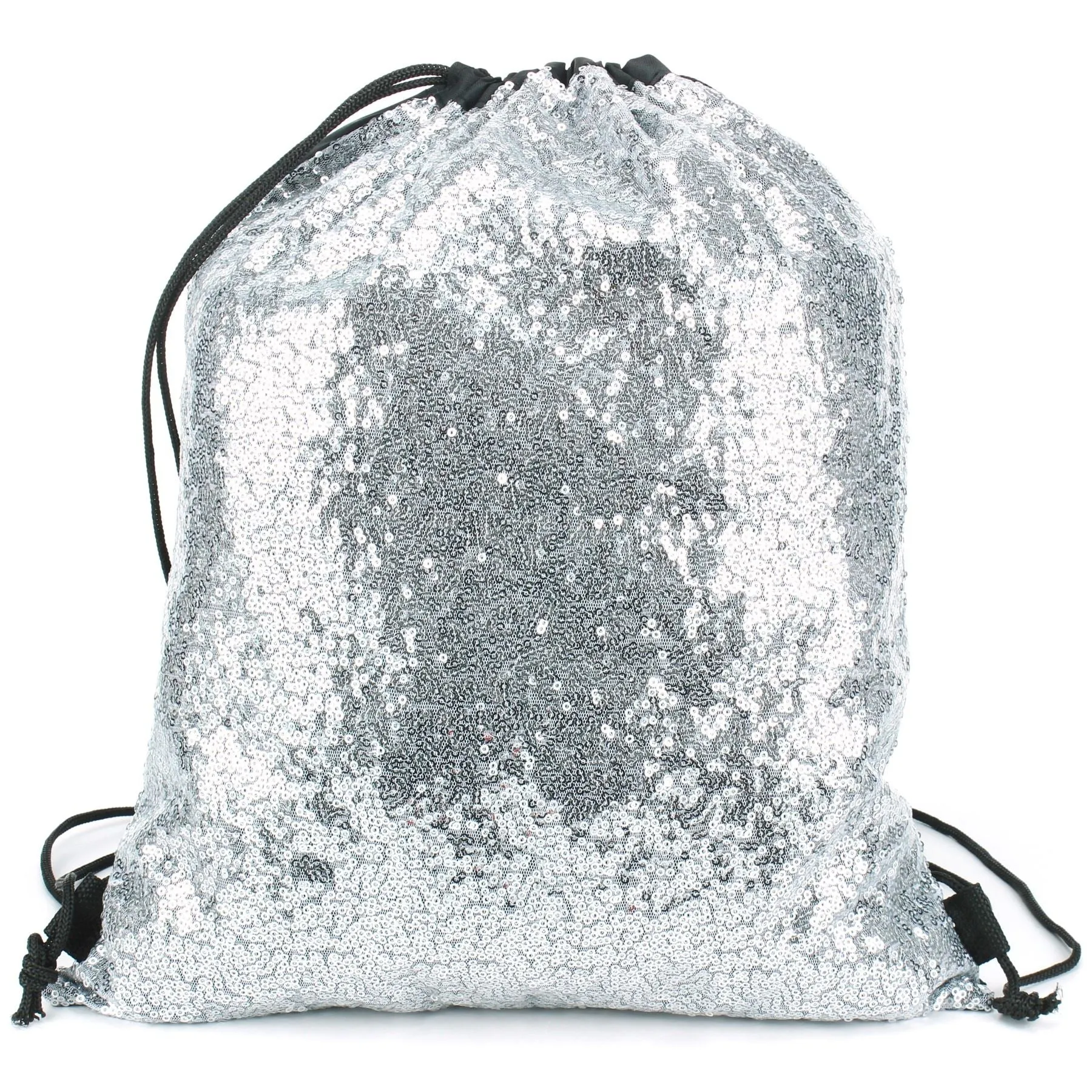 Sequin Drawstring Bag - Silver