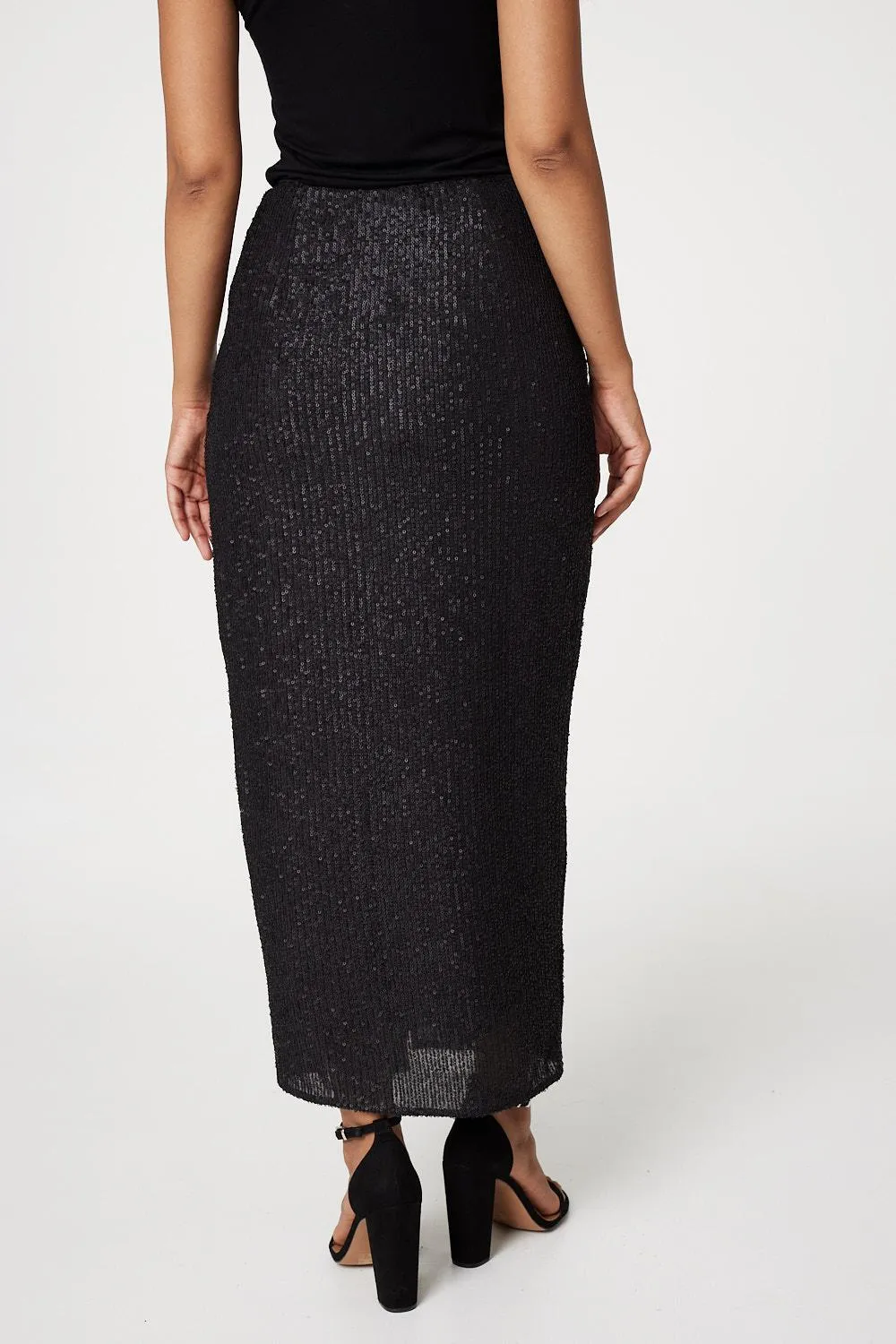 Sequin High Waist Wrap Skirt