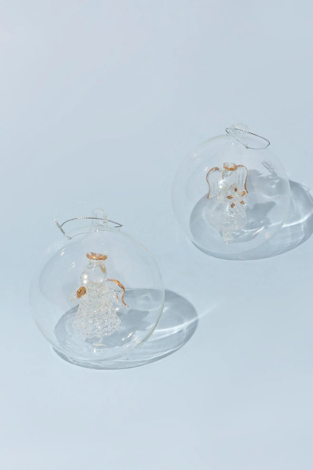 Set of 2 Glass Angel Christmas Tree Baubles