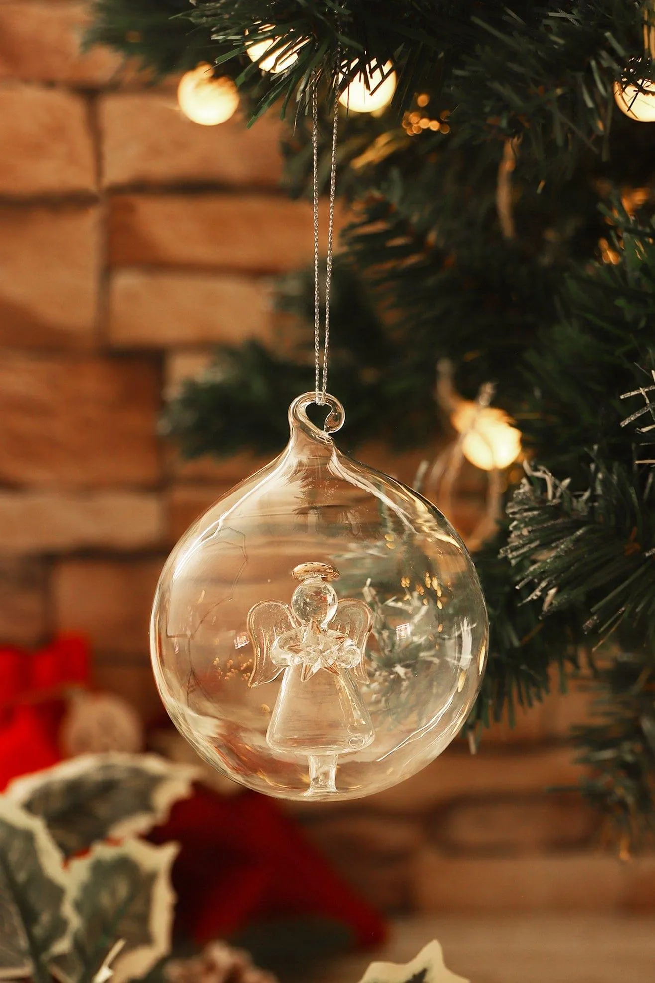 Set of 2 Glass Angel Christmas Tree Baubles