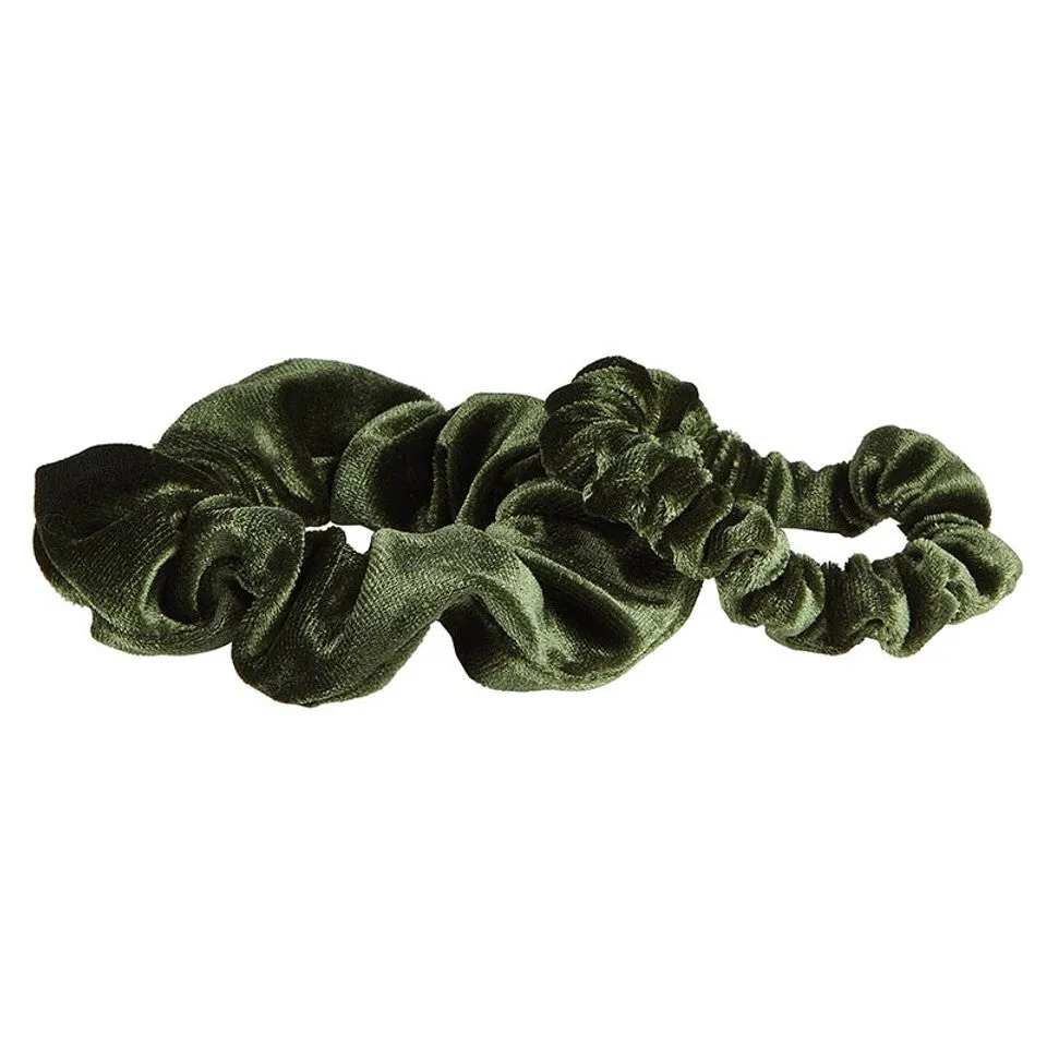 Set of 2 Green Velvet Tree Ornament Scrunchie