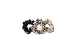 Set of 3 Mulberry Silk Classic Scrunchies in Champagne Leopard