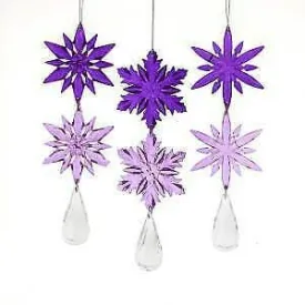 Set of 3 Royal Splendor Purple Snowflake Dangle Ornament