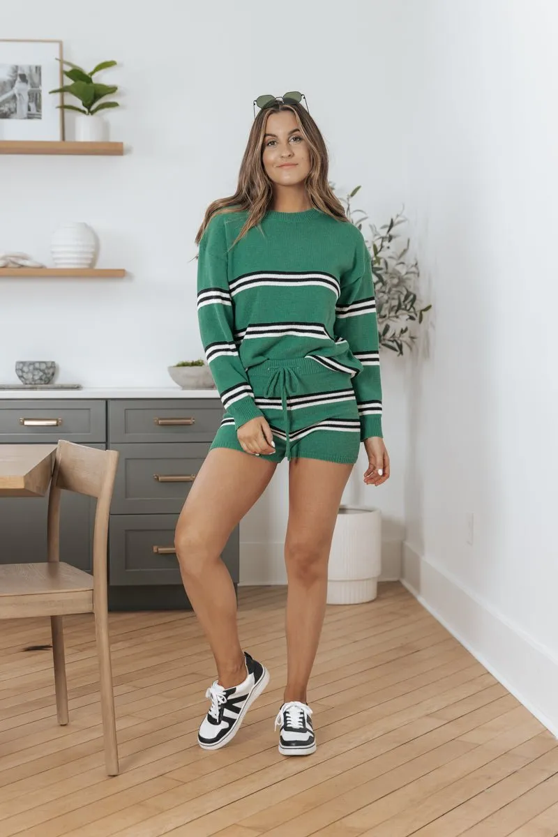 Settle Down Green Striped Shorts - FINAL SALE