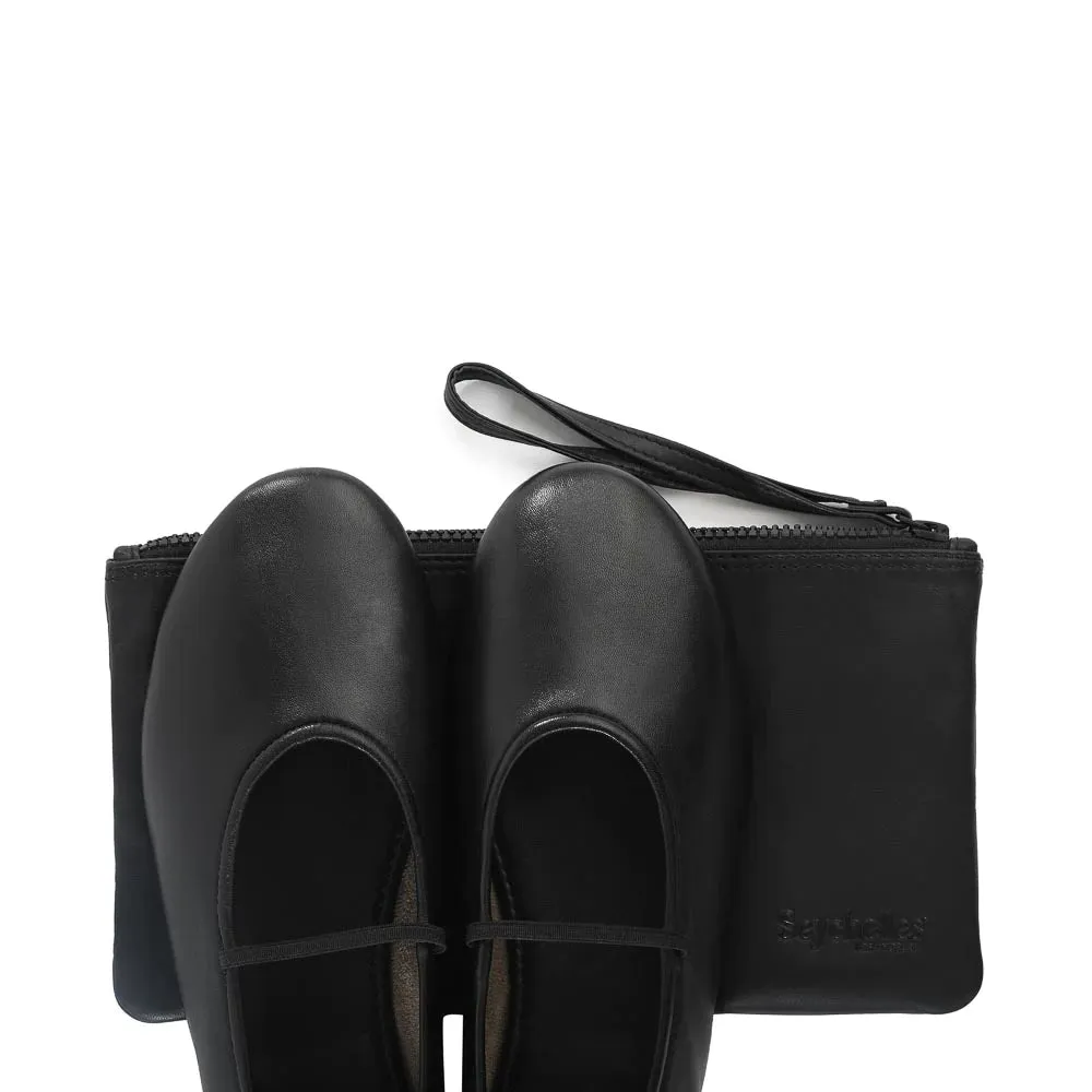 Seychelles Neon Moon Ballet Flat Travel Duo in Black Leather