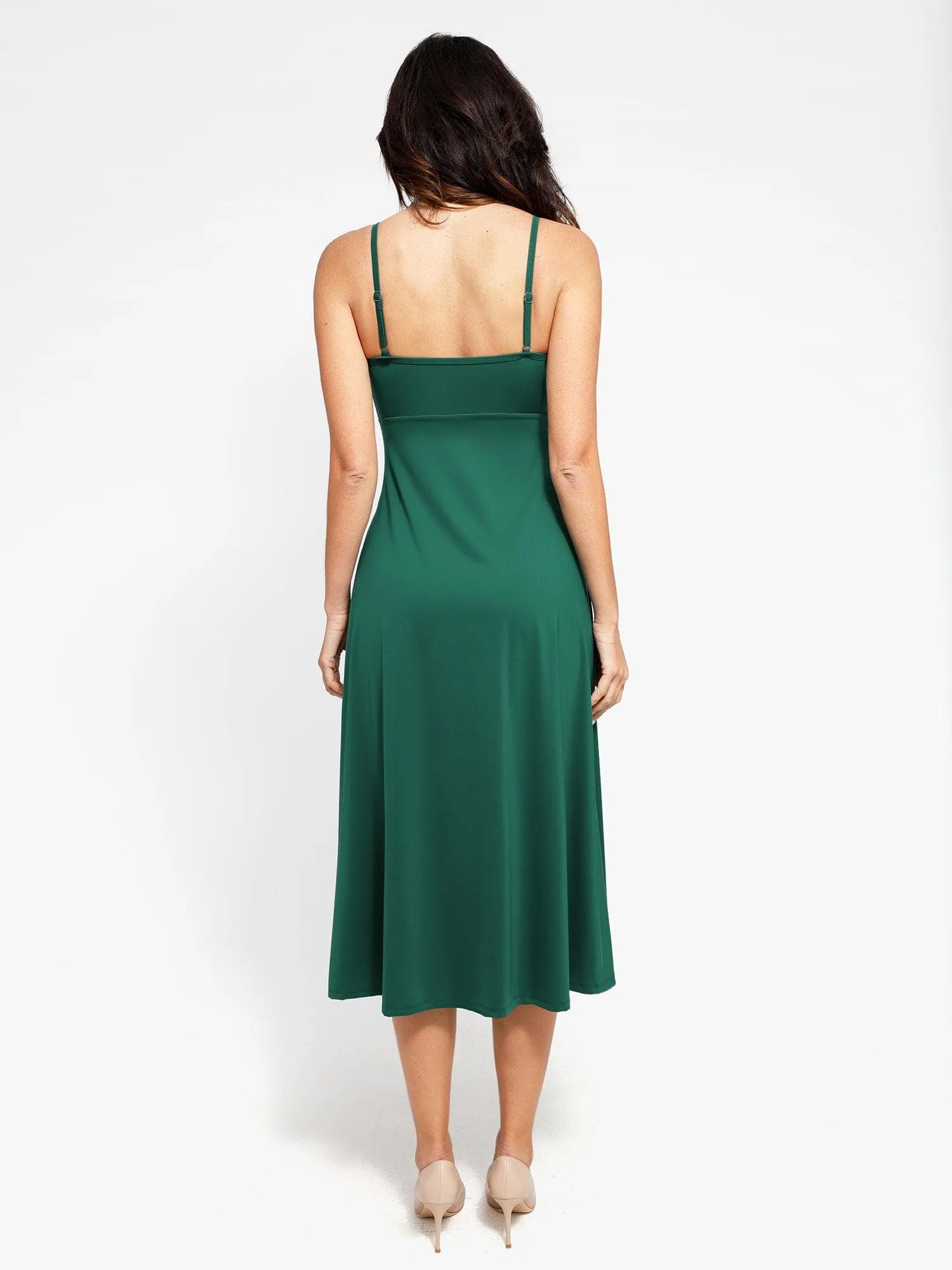 Shapewear Built-In Tummy Control A-Line Midi Dresses