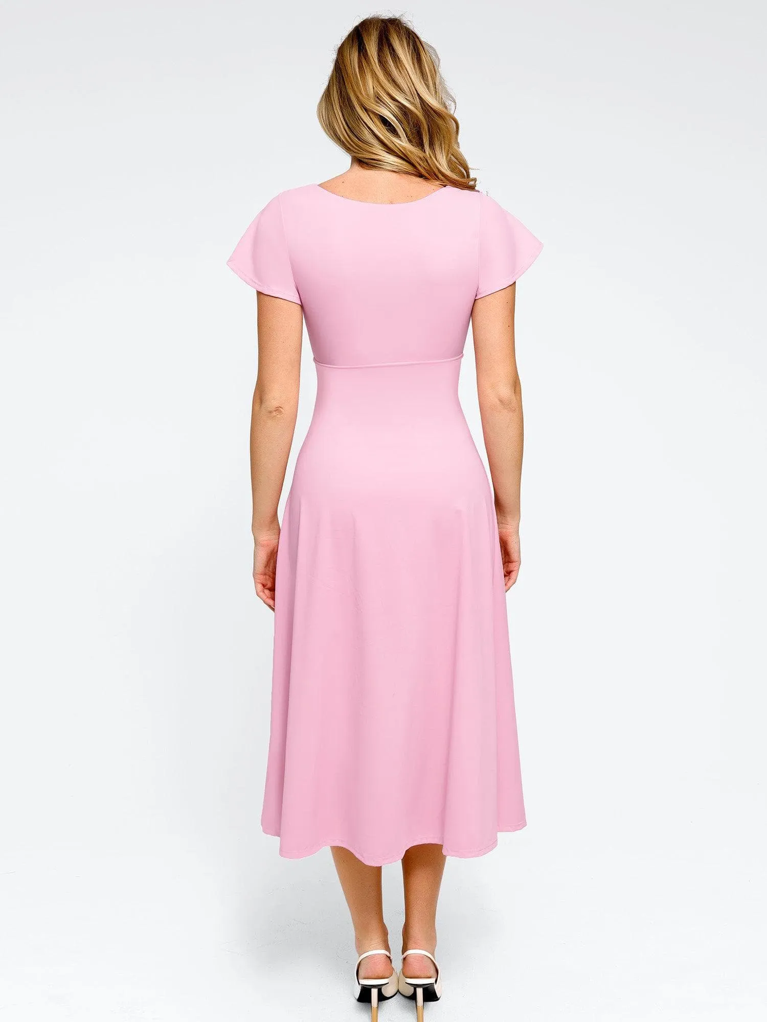 Shapewear Built-In Tummy Control A-Line Midi Dresses