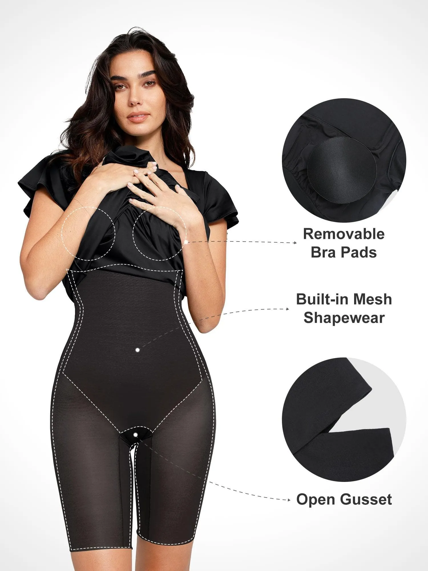 Shapewear Built-In Tummy Control A-Line Midi Dresses