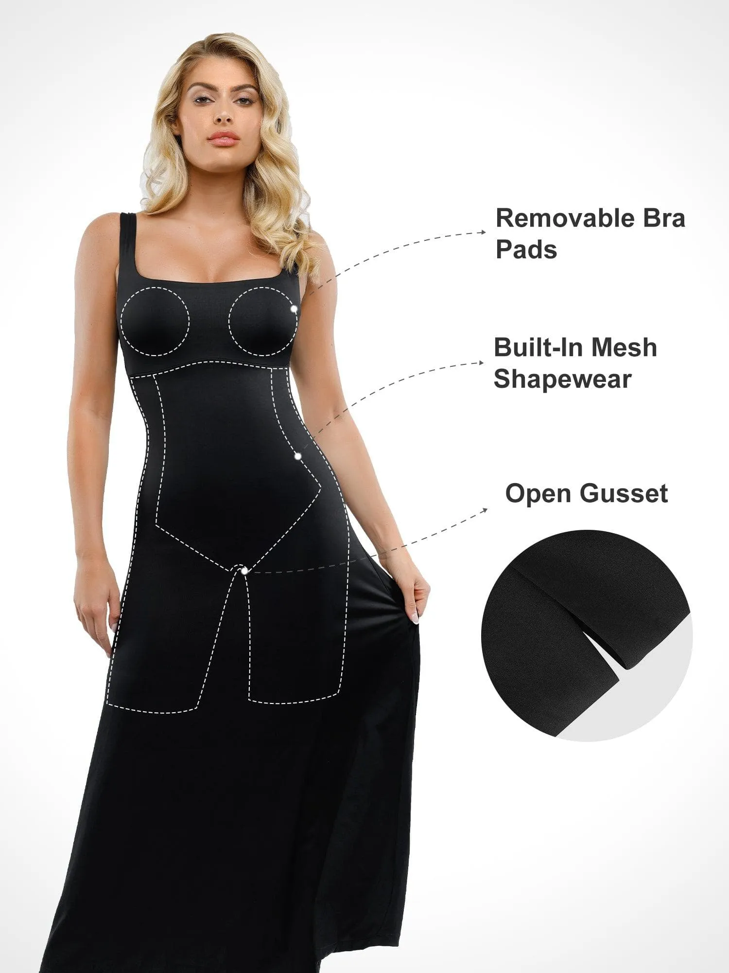 Shapewear Built-In Tummy Control A-Line Midi Dresses