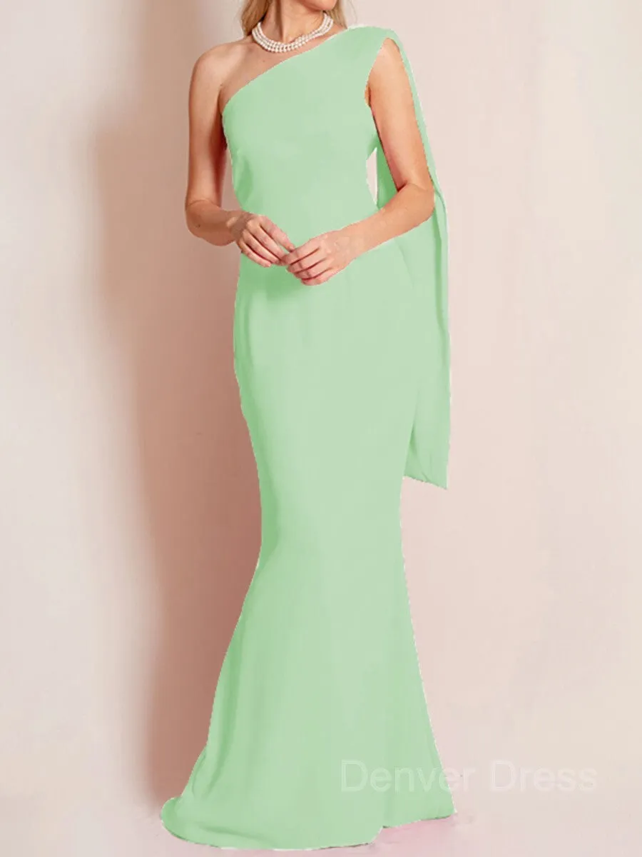 Sheath One-Shoulder Floor-Length Chiffon Mother of the Bride Dresses With Ruffles