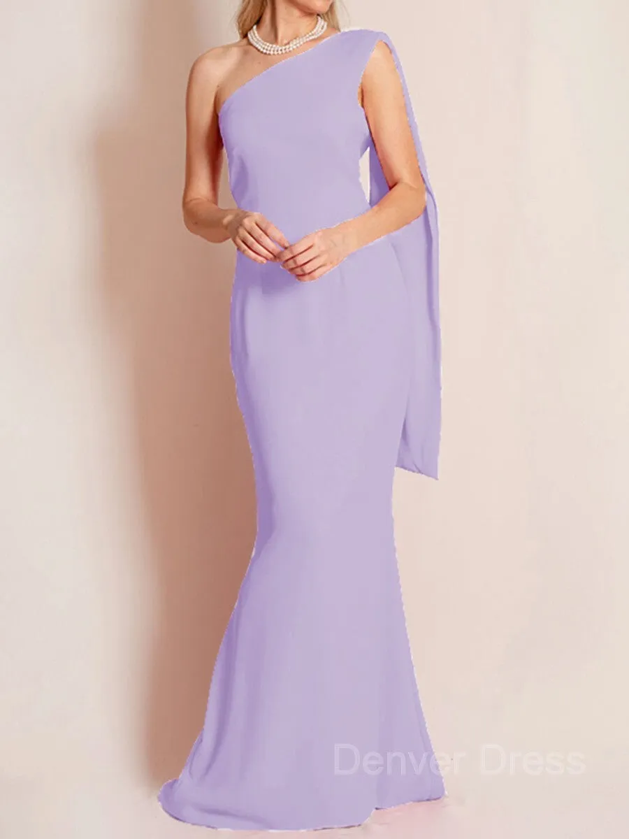 Sheath One-Shoulder Floor-Length Chiffon Mother of the Bride Dresses With Ruffles