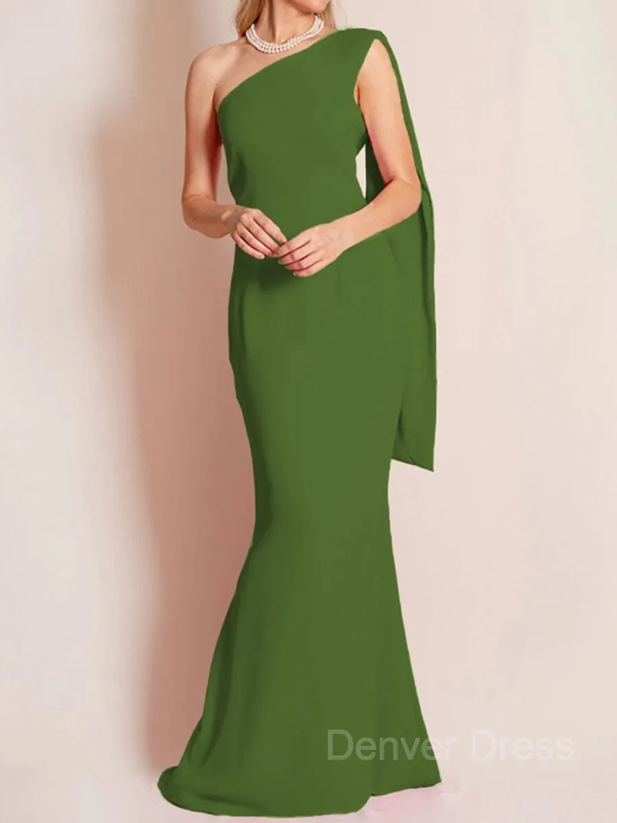 Sheath One-Shoulder Floor-Length Chiffon Mother of the Bride Dresses With Ruffles