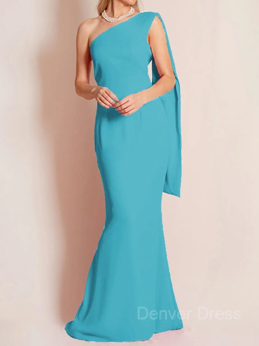 Sheath One-Shoulder Floor-Length Chiffon Mother of the Bride Dresses With Ruffles