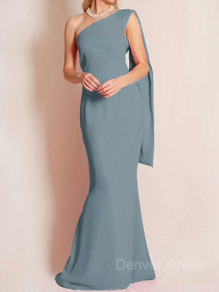 Sheath One-Shoulder Floor-Length Chiffon Mother of the Bride Dresses With Ruffles