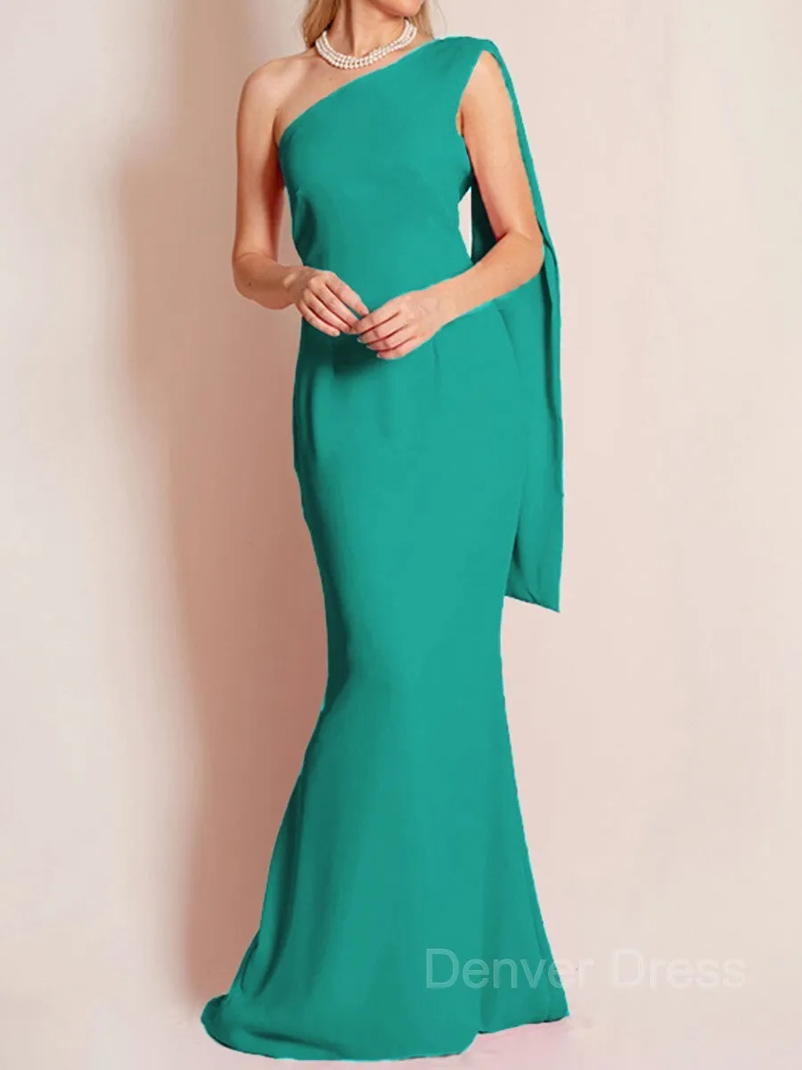 Sheath One-Shoulder Floor-Length Chiffon Mother of the Bride Dresses With Ruffles