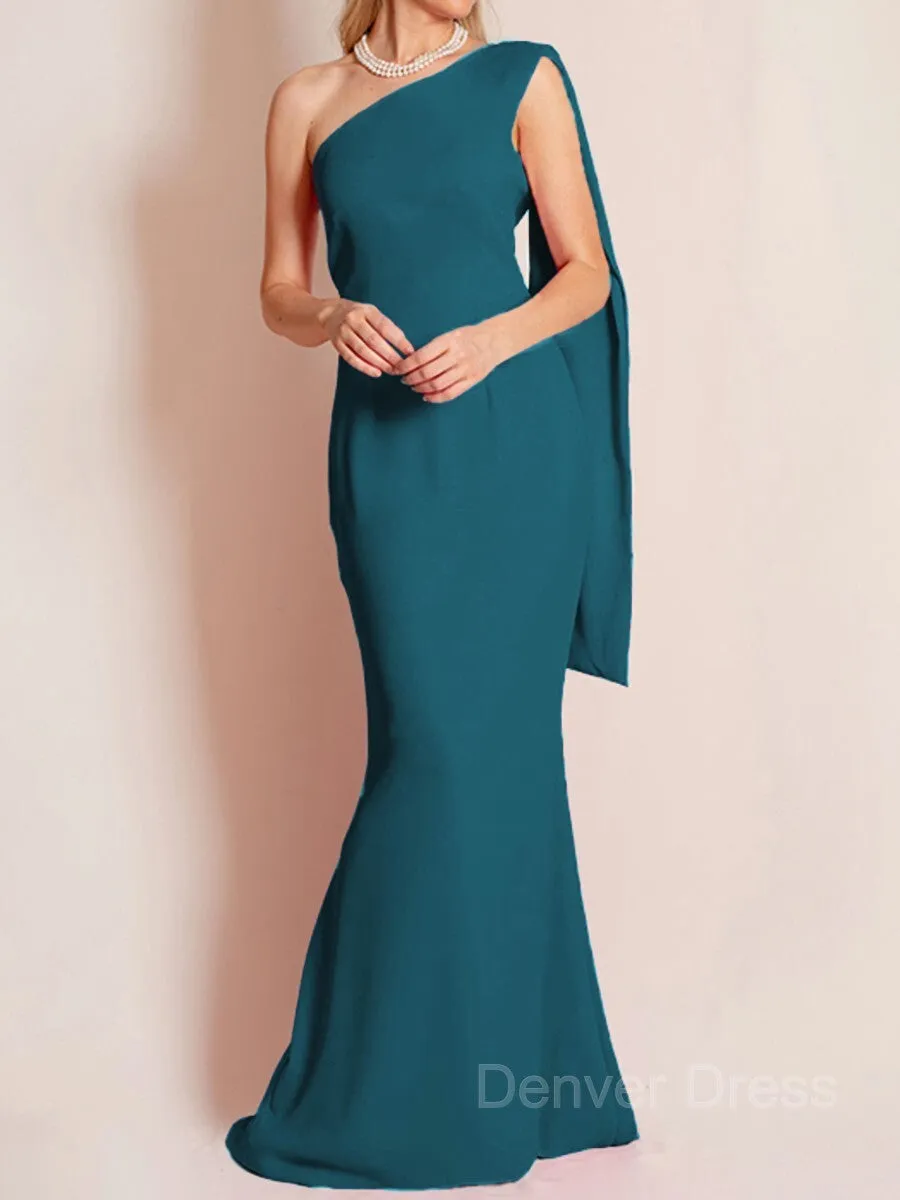 Sheath One-Shoulder Floor-Length Chiffon Mother of the Bride Dresses With Ruffles