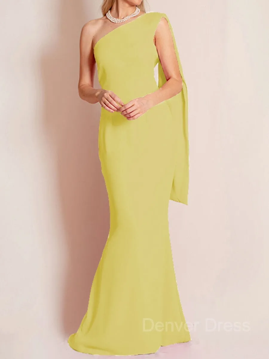 Sheath One-Shoulder Floor-Length Chiffon Mother of the Bride Dresses With Ruffles