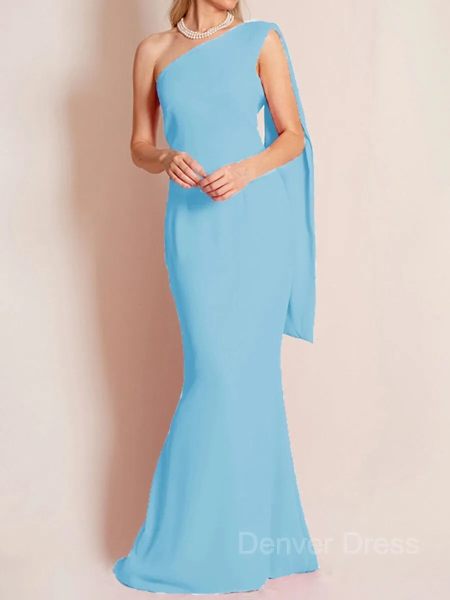 Sheath One-Shoulder Floor-Length Chiffon Mother of the Bride Dresses With Ruffles