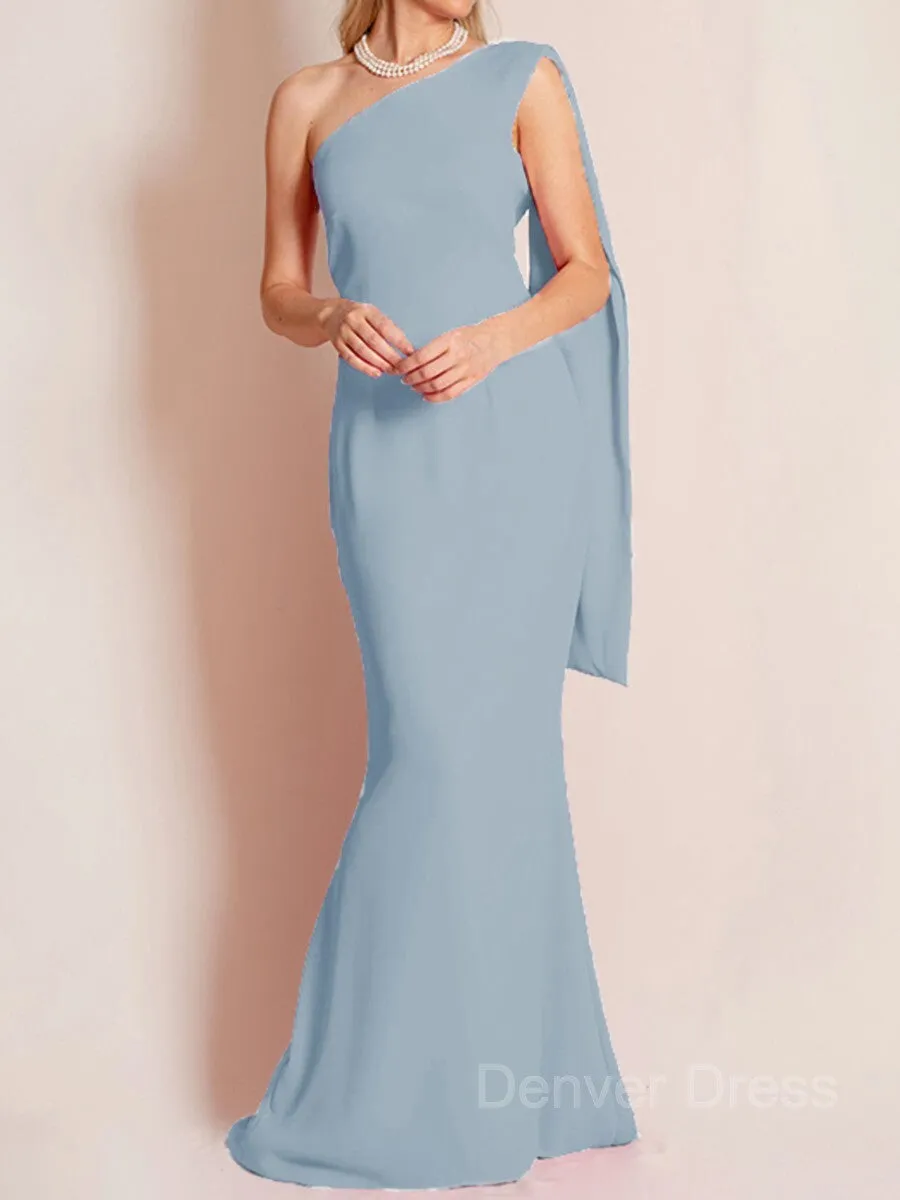 Sheath One-Shoulder Floor-Length Chiffon Mother of the Bride Dresses With Ruffles