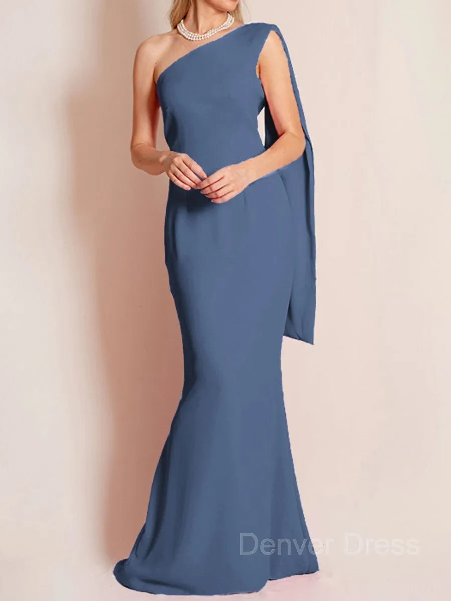 Sheath One-Shoulder Floor-Length Chiffon Mother of the Bride Dresses With Ruffles